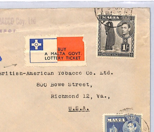 Malta kgvi cover govt lottery - *govt,